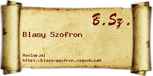 Blasy Szofron névjegykártya